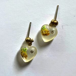 HAND PAINTED HEART CZ ACCENT DANGLE DROP NEW EARRINGS
